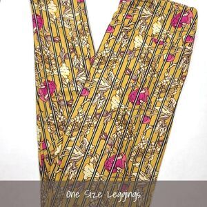 LuLaRoe OS Leggings Floral Stripes NEW